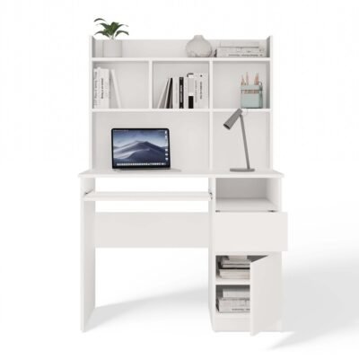 Bureau PORTO – Mat wit / Wit – rechts – met opzetstuk