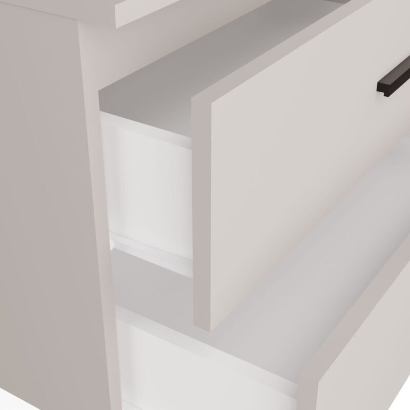 74 Wastafelmeubel NEL 60 UC – Kasjmier beige – 2 laden – hangend – met wastafel