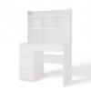 8 Bureau MIJAS – Mat wit / Wit – 4 laden – 4 planken – links – met opzetstuk