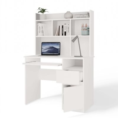 Bureau PORTO – Mat wit / Wit – rechts – met opzetstuk