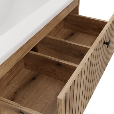 802S5 Wastafelmeubel TIGO 80 2S – Evoke eiken – geribbeld front – met wastafel