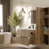802SWIZUALIZACJA2 Wastafelmeubel TIGO 80 2S – Evoke eiken – geribbeld front – met wastafel