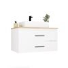 Wastafelmeubel NEL 80 – Artisan eiken / Wit – 2 laden – hangend – met wastafel