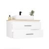 Wastafelmeubel NEL 80 – Artisan eiken / Wit – 2 laden – hangend – met wastafel