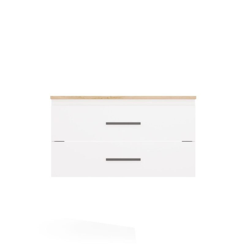 Wastafelmeubel NEL 80 – Artisan eiken / Wit – 2 laden – hangend – met wastafel