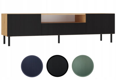 TV-meubel KAMA 160/SLIM – Zwart / Artisan eiken