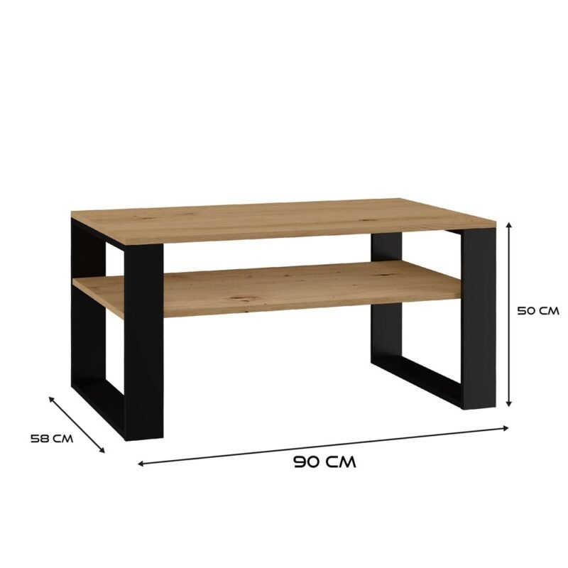 Tafel Modern 1P – Zwart / Artisan eiken