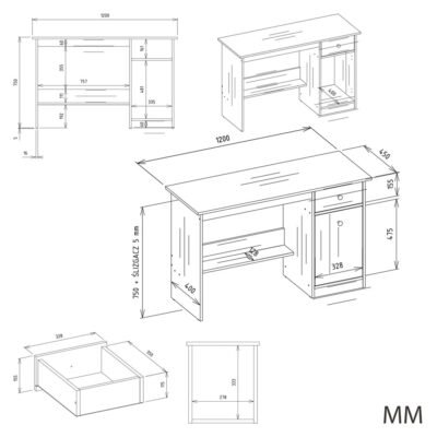 CHESTERWYMIARY Bureau CHESTER 120