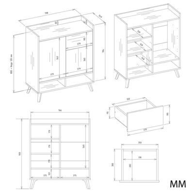 COLINWYMIARY Dressoir COLIN – Wit – 1 lade – 2 deuren