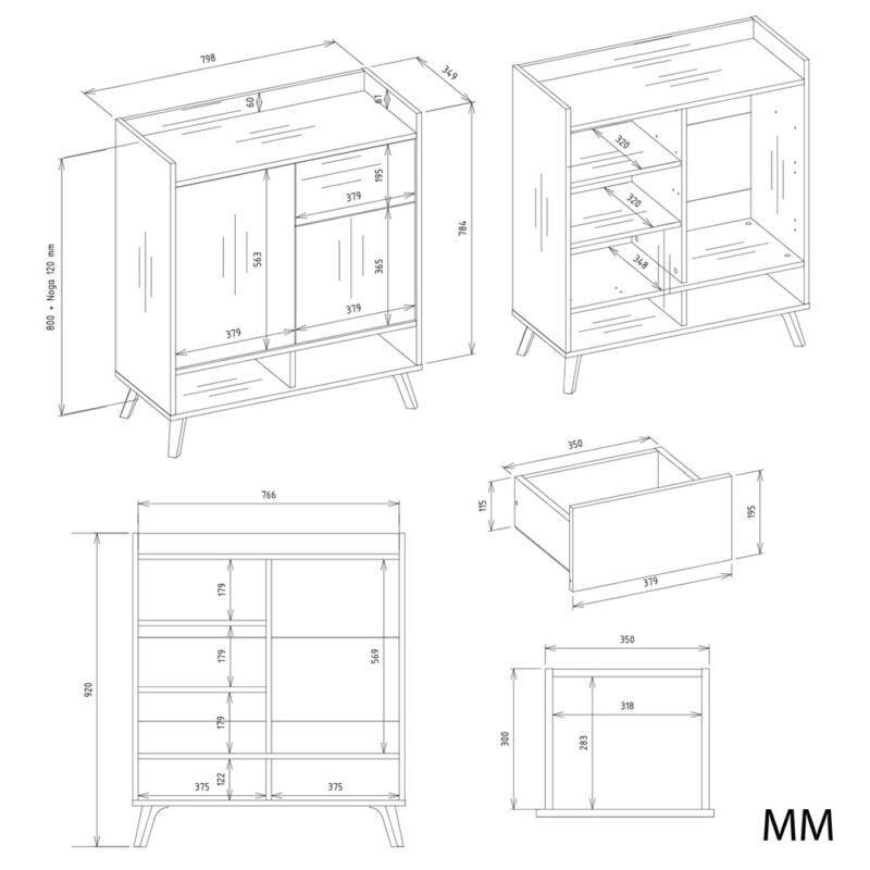 Dressoir COLIN – Wit – 1 lade – 2 deuren