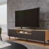 TV-meubel KAMA 160/SLIM – Zwart / Artisan eiken