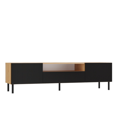 TV-meubel KAMA 160/SLIM – Zwart / Artisan eiken