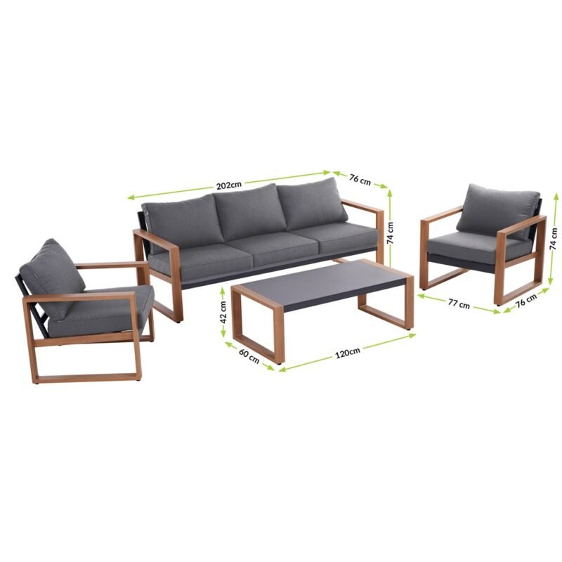 Tuinset DUISBURG Sofa Fotel Stolik – Antraciet / Bruin