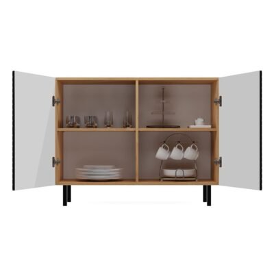Dressoir KAMA 2D – Zwart / Artisan eiken