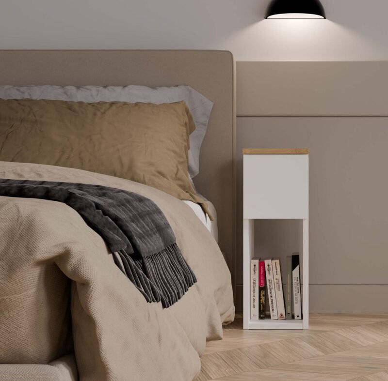 Nachtkastje GALAX 20/1S BIEL-ARTISAN – Wit / Artisan eiken