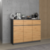 I_3D3S-KOMODA_ Dressoir Malwa 3D3S – Antraciet / Artisan eiken