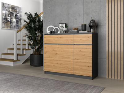 I_3D3S-KOMODA_2 Dressoir Malwa 3D3S – Antraciet / Artisan eiken