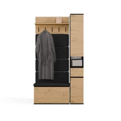 Garderobemeubel LIOR – Artisan eiken / Zwart