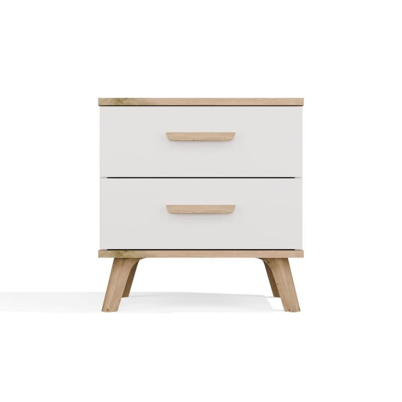 Nachtkastje OLYMPO 2S – Artisan eiken / Wit – 2 laden