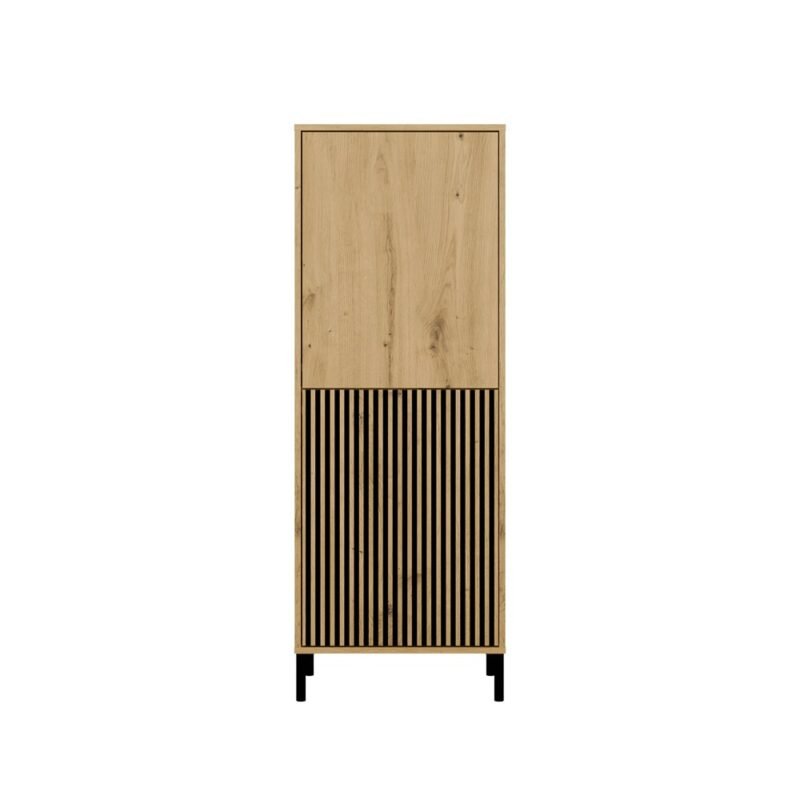 Image0001 Vitrinekast KAMARO 2DK SLIM/GADKI – Artisan eiken – geribbeld front