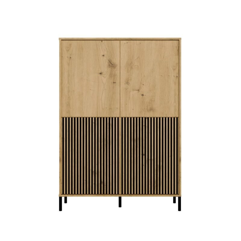 Vitrinekast KAMARO 4DK SLIM/GADKI – Artisan eiken – 4 deuren – geribbeld front