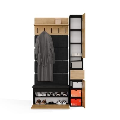 Garderobemeubel LIOR – Artisan eiken / Zwart