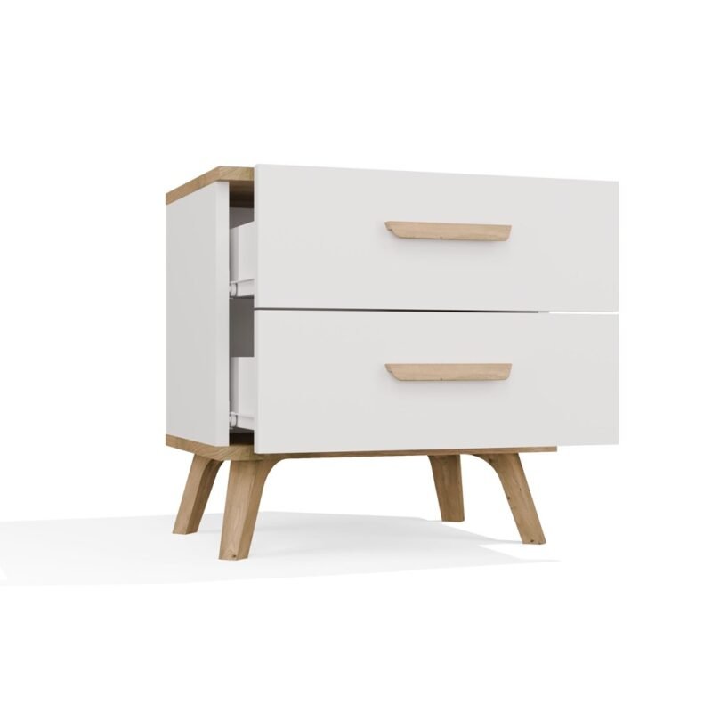 Nachtkastje OLYMPO 2S – Artisan eiken / Wit – 2 laden