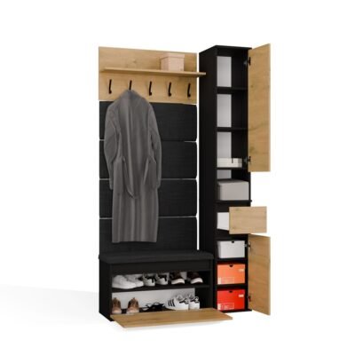 Garderobemeubel LIOR – Artisan eiken / Zwart