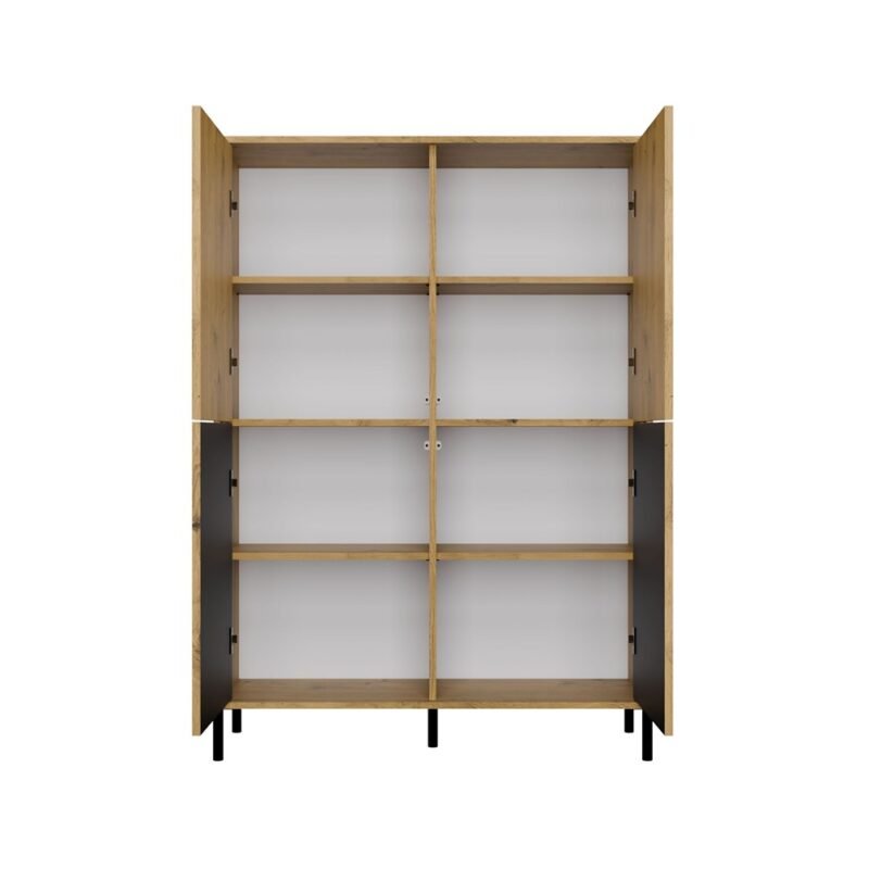 Vitrinekast KAMARO 4DK SLIM/GADKI – Artisan eiken – 4 deuren – geribbeld front
