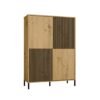 Vitrinekast KAMARO 4DK SLIM/GADKI – Artisan eiken – 4 deuren – geribbeld front
