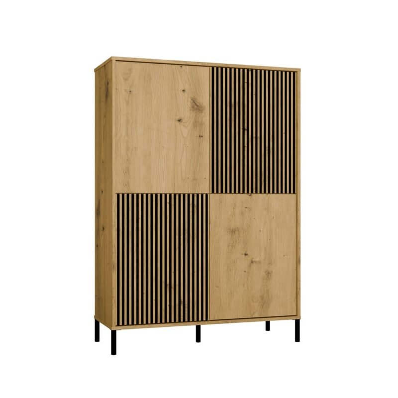Vitrinekast KAMARO 4DK SLIM/GADKI – Artisan eiken – 4 deuren – geribbeld front