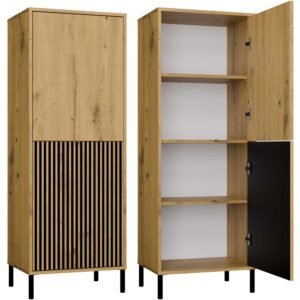 Image0007_mini Vitrinekast KAMARO 2DK SLIM/GADKI – Artisan eiken – geribbeld front