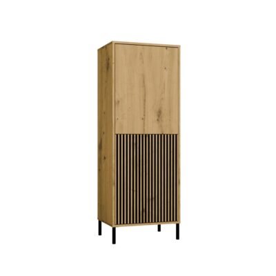 Image0008 Vitrinekast KAMARO 2DK SLIM/GADKI – Artisan eiken – geribbeld front