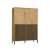 Vitrinekast KAMARO 4DK SLIM/GADKI – Artisan eiken – 4 deuren – geribbeld front