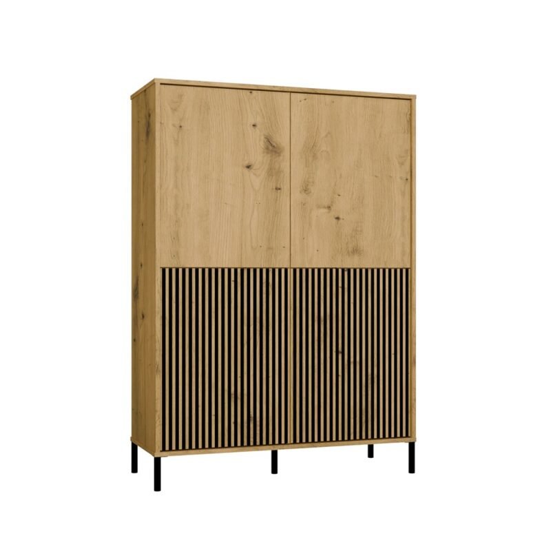 Vitrinekast KAMARO 4DK SLIM/GADKI – Artisan eiken – 4 deuren – geribbeld front
