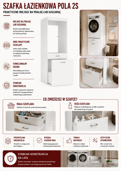 InfografikaPOLA2SBIEL-aigen Wasmachinekast POLA 2S – 2 laden – met opbergruimte