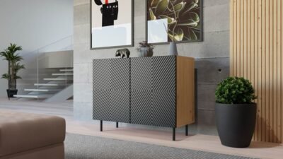 Dressoir KAMA 2D – Zwart / Artisan eiken