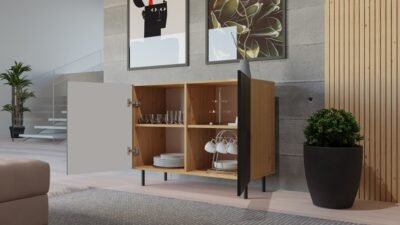 Dressoir KAMA 2D – Zwart / Artisan eiken