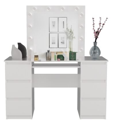Kaptafel KUBA – Wit – met spiegel