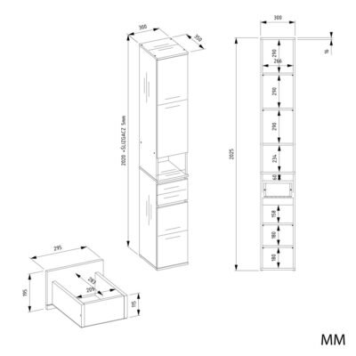 Garderobemeubel LIOR – Artisan eiken / Zwart