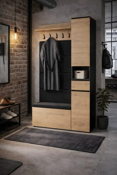 Garderobemeubel LIOR – Artisan eiken / Zwart