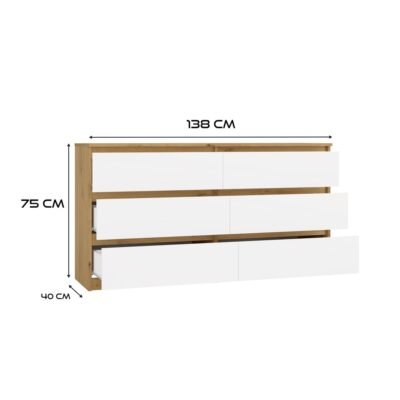 M6-140-ART_Biel_KPL_Wymiary_Obszar-roboczy-1 Dressoir Malwa M6 140