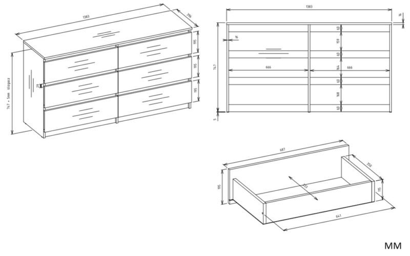 M6140wymiary Bureauset Arto Komoda Malwa M6 – Wit