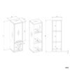 MEXYW1DWymiary Badkamerkast MEXY W1D – 1 deur – 3 planken – hangend