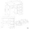 Bureau MIJAS – Mat wit / Wit – 4 laden – 4 planken – rechts – met opzetstuk