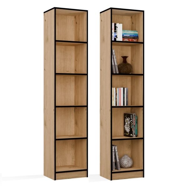 Rek R40 – Artisan eiken / Zwart – 5 planken