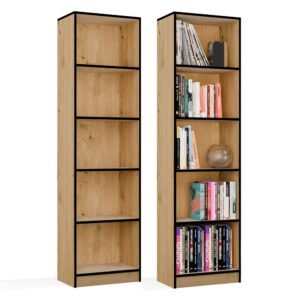 Rek R50 – Artisan eiken / Zwart – 5 planken