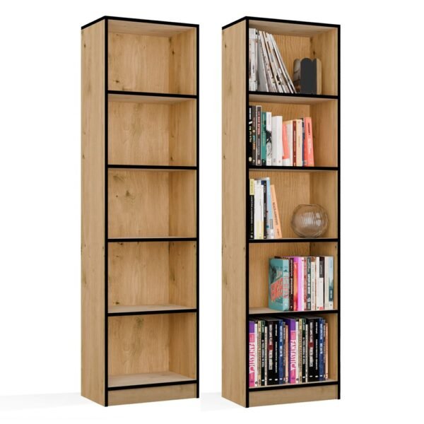 MINI Rek R50 – Artisan eiken / Zwart – 5 planken
