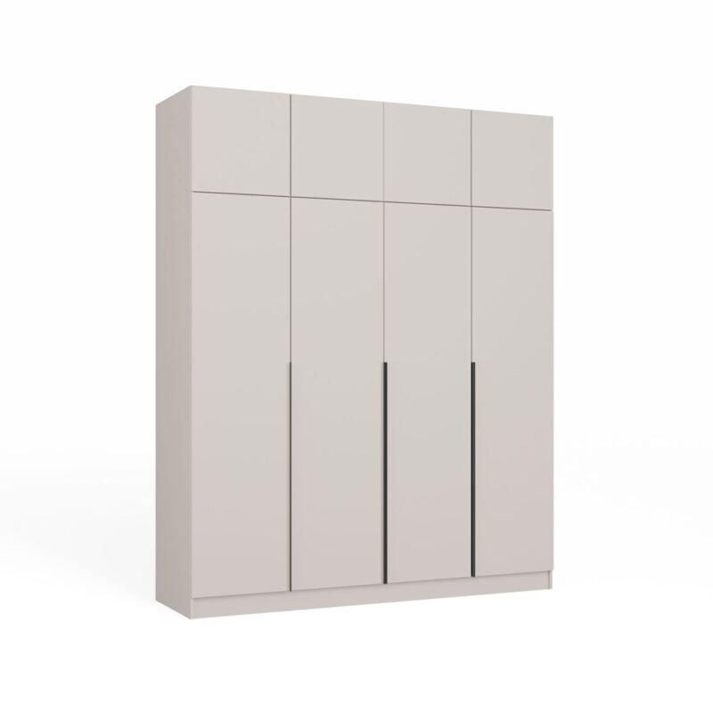 Kledingkast SENSO 4D – 250 × 200 cm – Kasjmier / Zwart – met opzetstuk