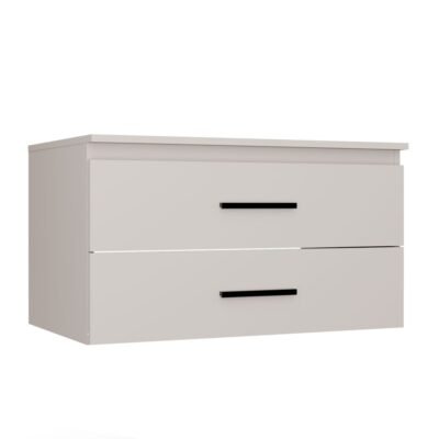 MINI Wastafelmeubel NEL 80 – Kasjmier beige – 2 laden – hangend – met wastafel